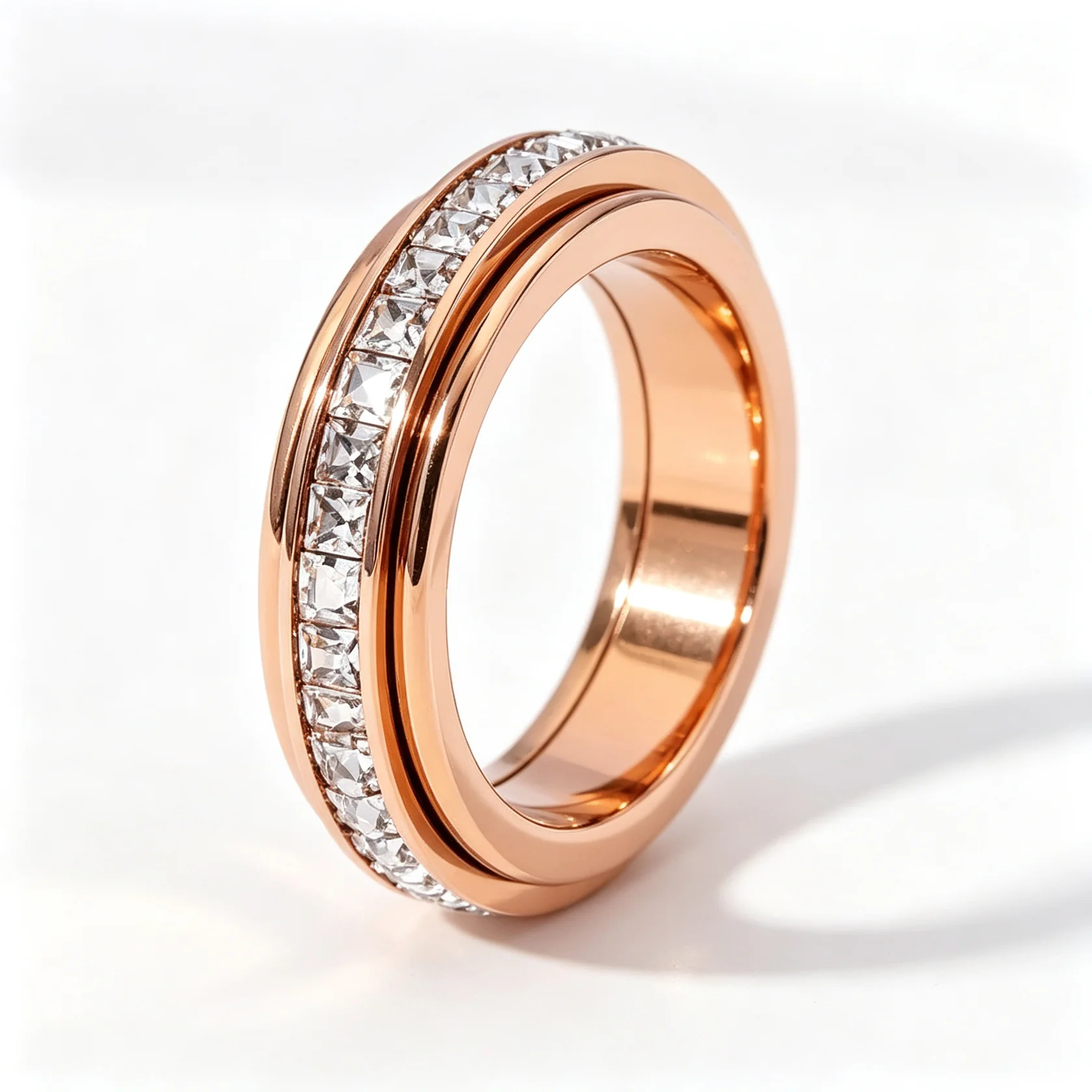 Titanium Steel Spinner Fidget Ring for Men Women
