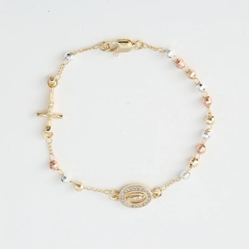 Rosary Cross Beaded Bracelet