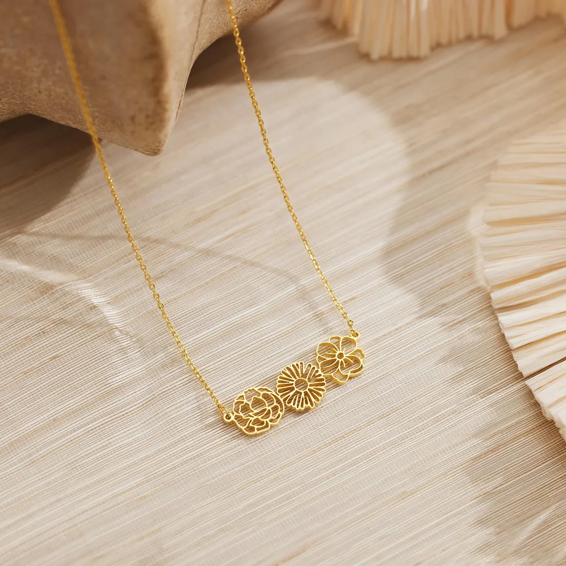 Personalized birthday flower necklace