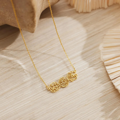 Personalized birthday flower necklace