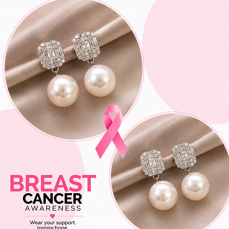Support Breast Cancer Awareness | Hope Glow Pearl Earrings |  Buy 1 Pair Get 1 Pair FREE Today