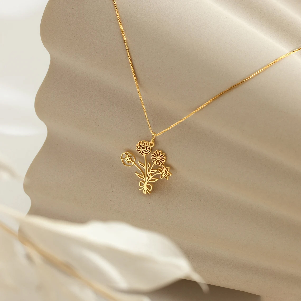 Dainty Birth Flower Necklace, Personalized Gift For Her  BF-1