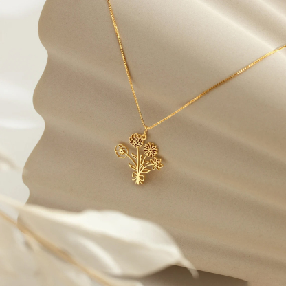 Dainty Birth Flower Necklace, Personalized Gift For Her  BF-1
