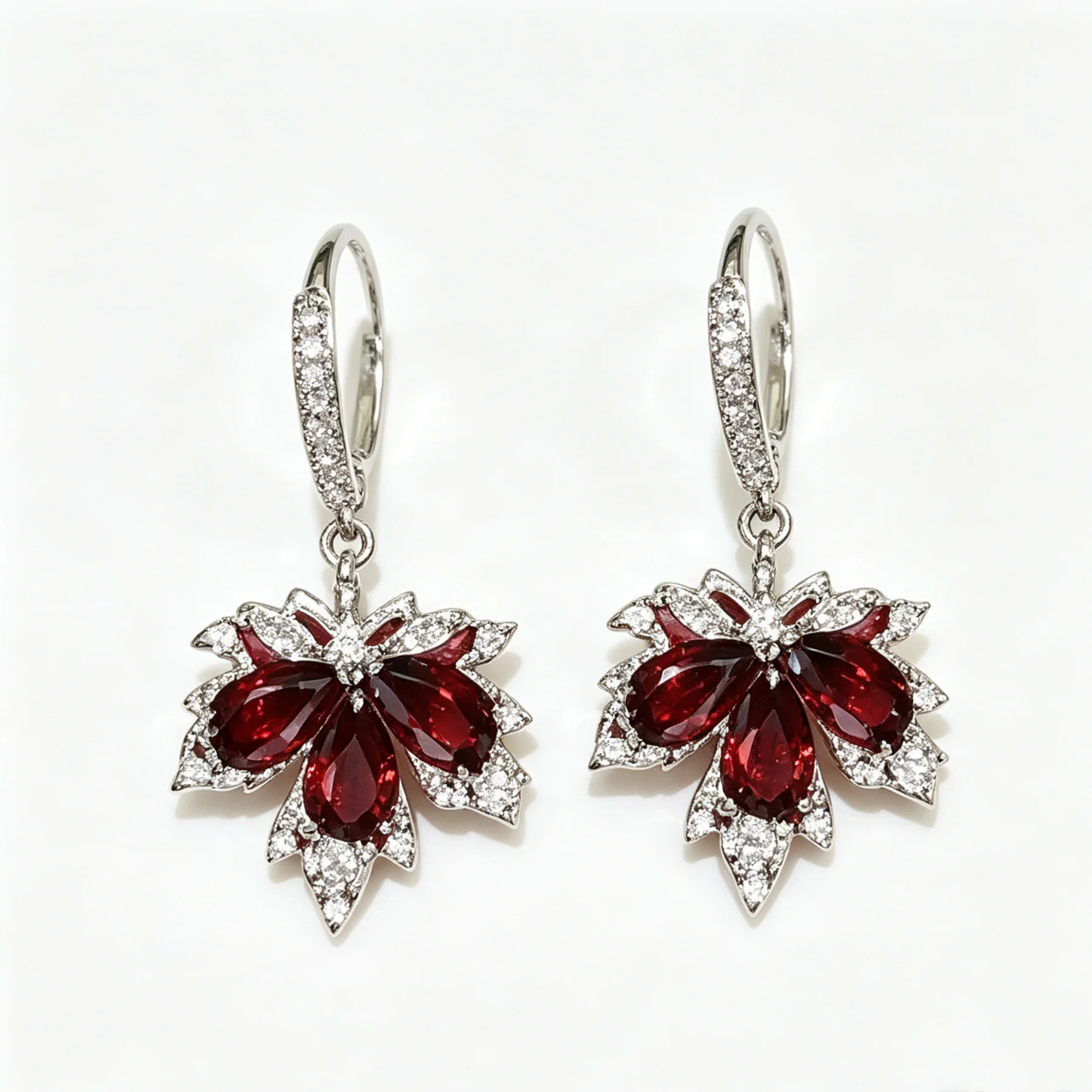 Maple Zircon Huggie Drop Earrings