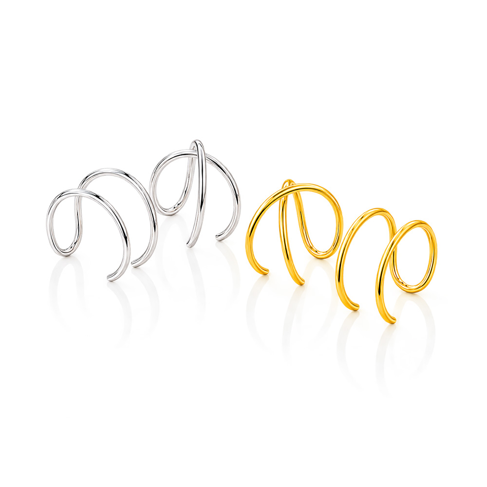Double-Layer Cross Ear Cuff (Pair)-S925 Sterling Silver