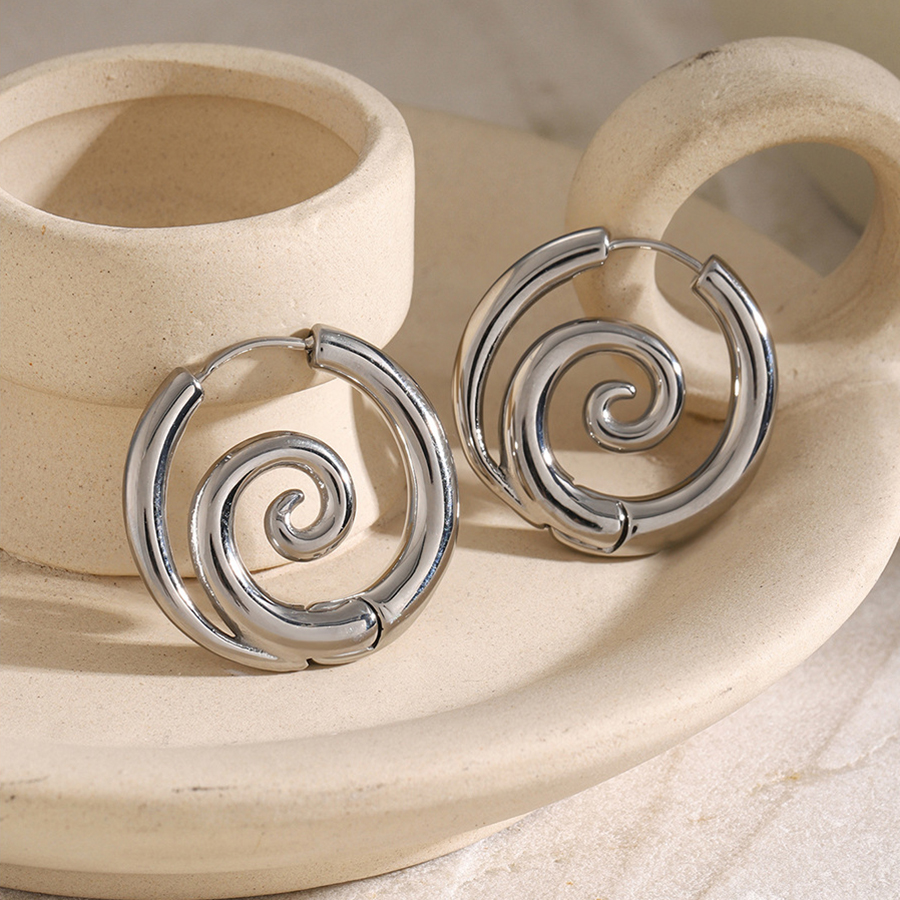 Spiral hoop earrings, women's hoop earrings