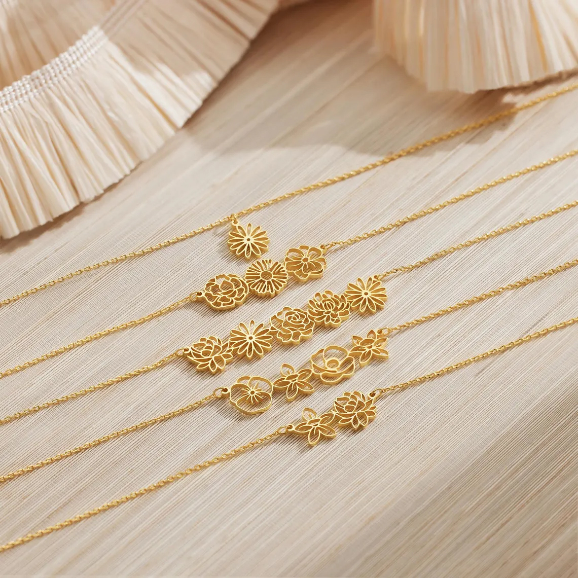 Personalized birthday flower necklace