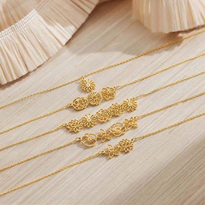 Personalized birthday flower necklace