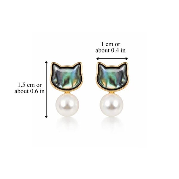 Abalone cat dangle earrings (pair)