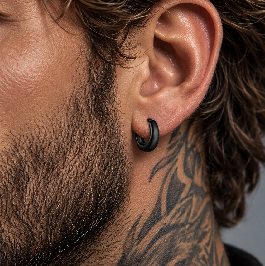 Simple Thick Huggie Hoop Earrings for Men Women