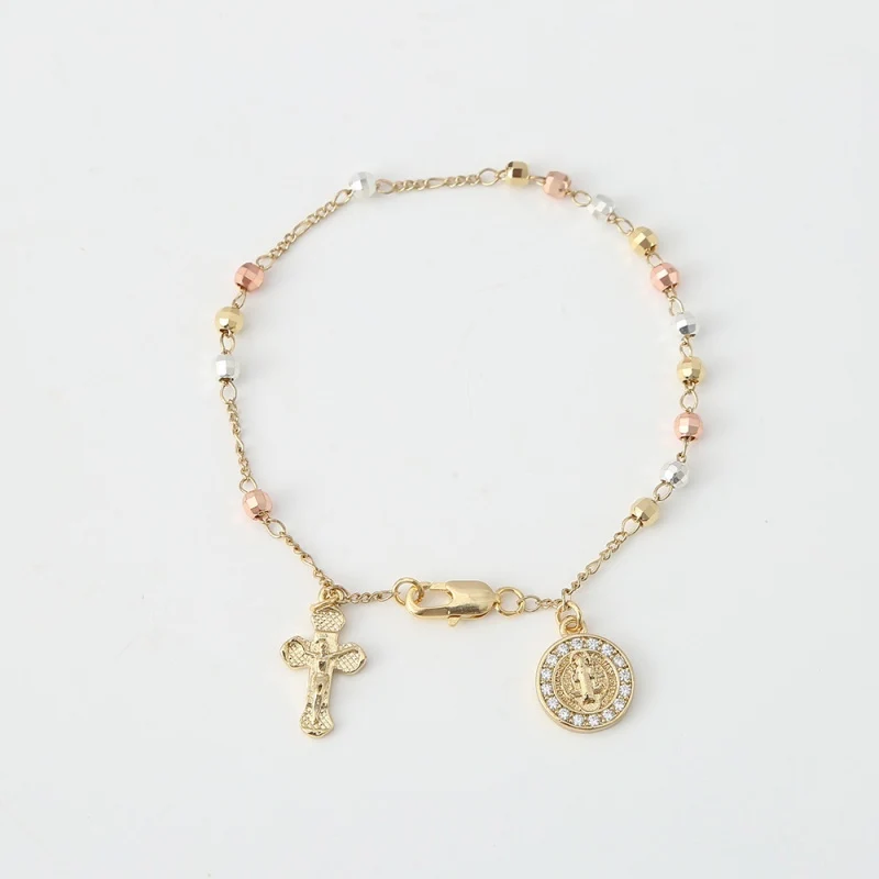 Rosary Cross Beaded Bracelet