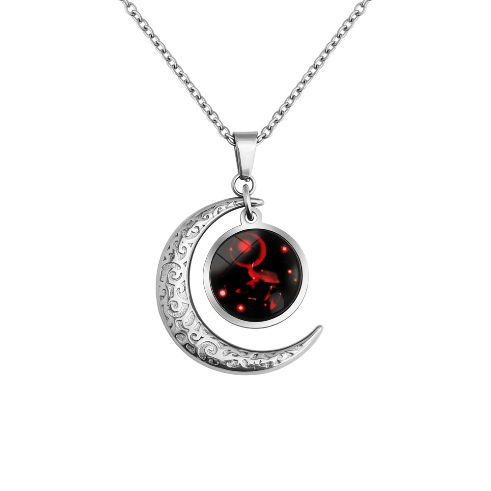 Celestial Glow-in-the-Dark Zodiac Moon Necklace