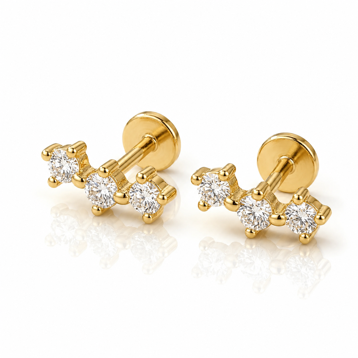 Triple Spark Stud Earrings