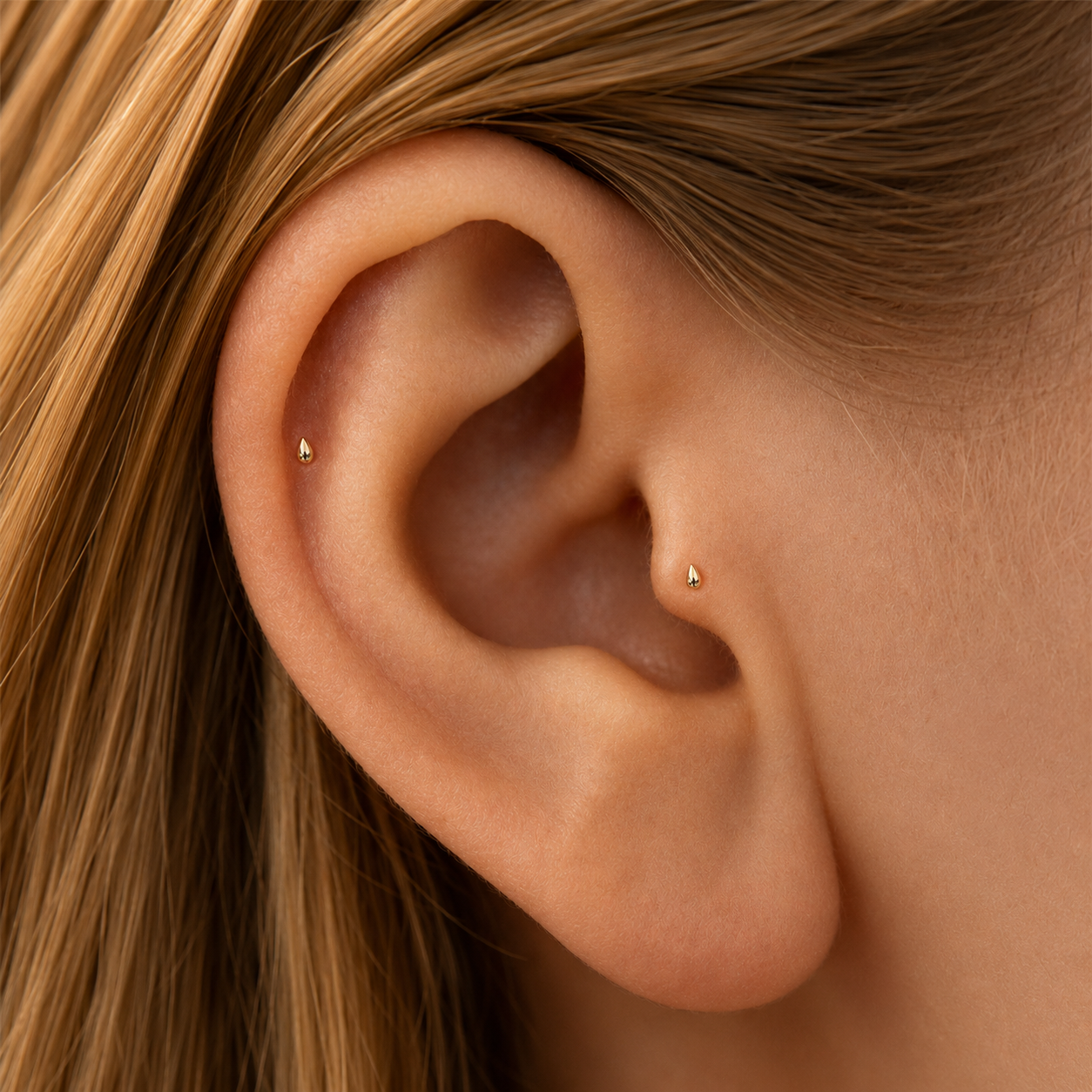 Tiny Teardrop Piercing Stud Earring