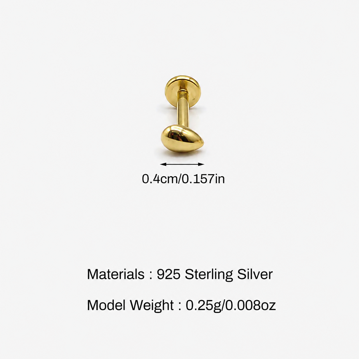 Tiny Teardrop Piercing Stud Earring