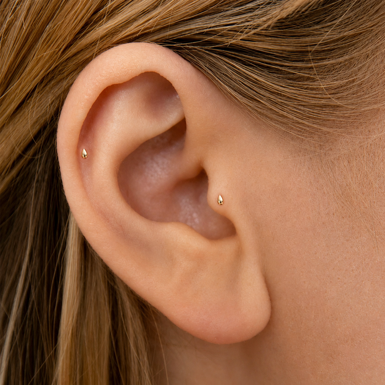 Tiny Teardrop Piercing Stud Earring
