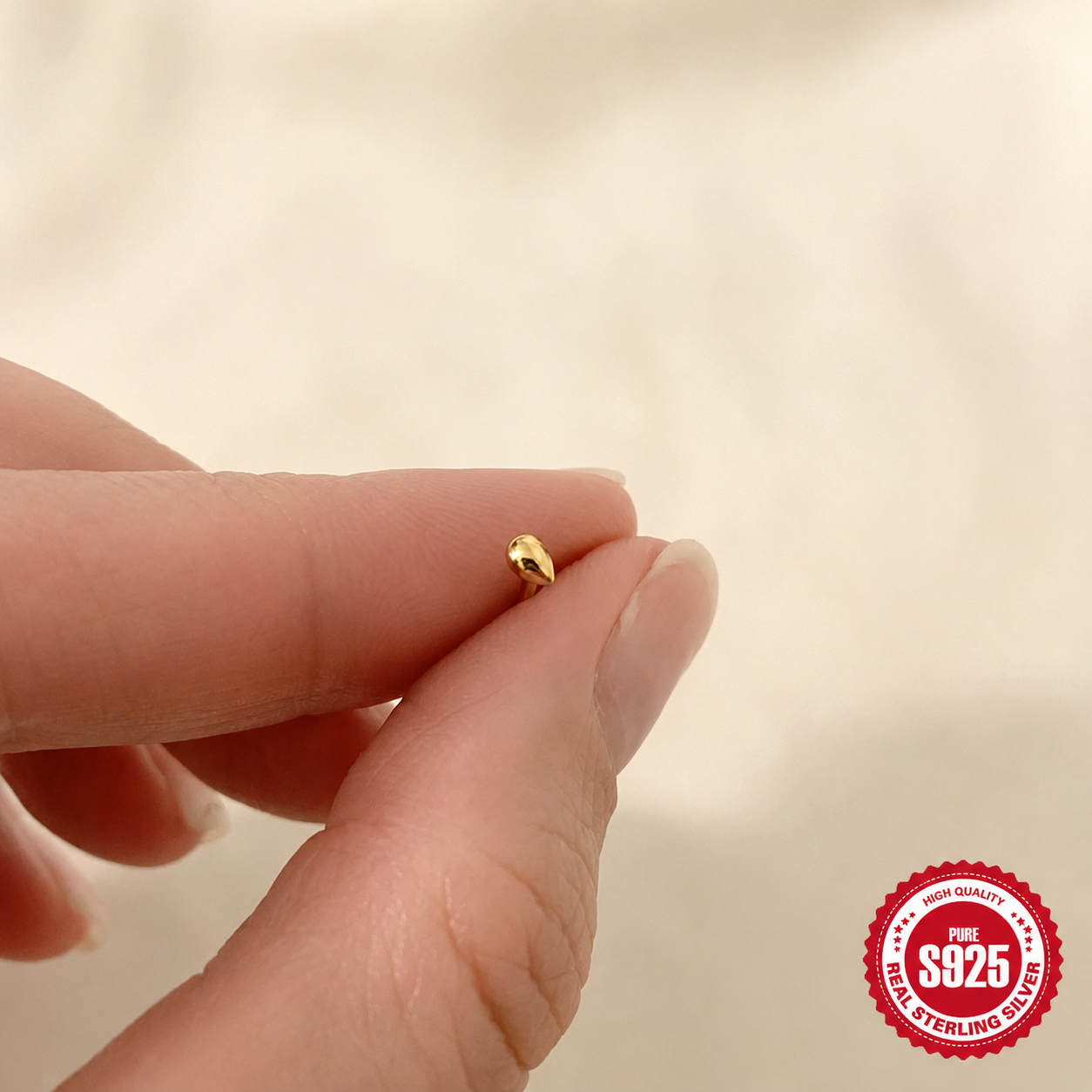 Tiny Teardrop Piercing Stud Earring