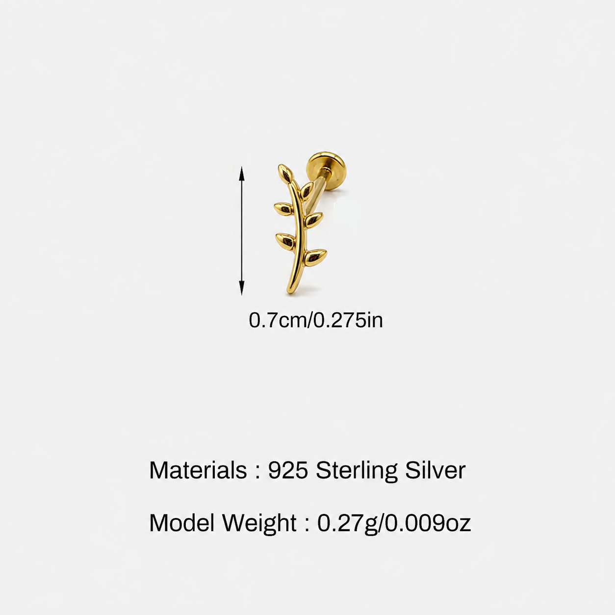 Golden Olive Branch Stud Earring