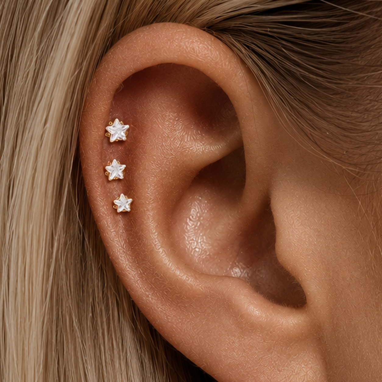 Sterling silver five-pointed star stud earrings