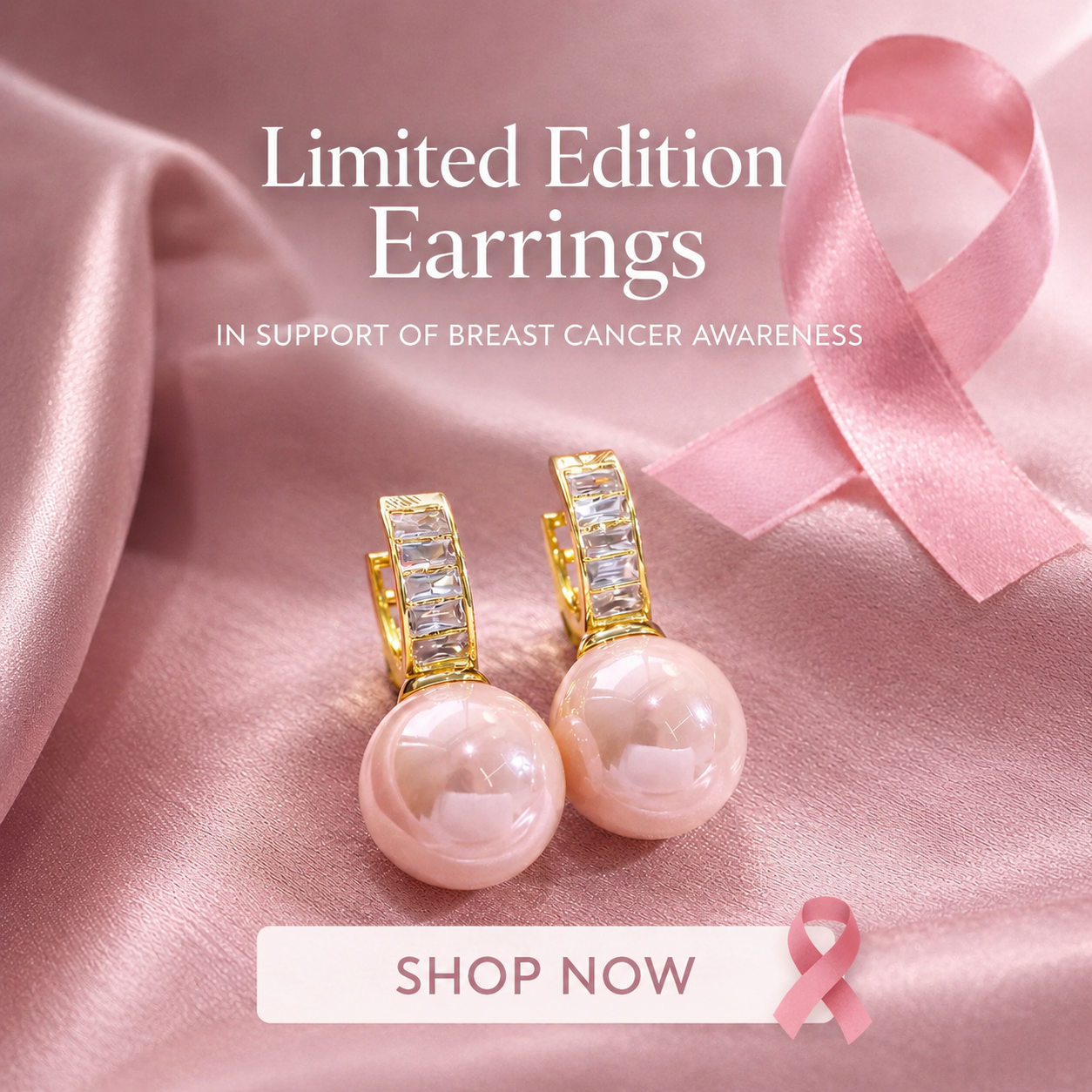 Support Breast Cancer Awareness | Blush Pearl Earrings | 1+1 Free Today