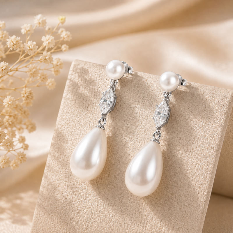 Support Breast Cancer Awareness | Serenity Pearl Teardrop Earrings