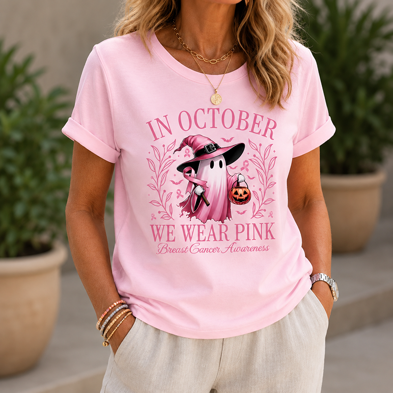 Casual Pink Heart Awareness Top