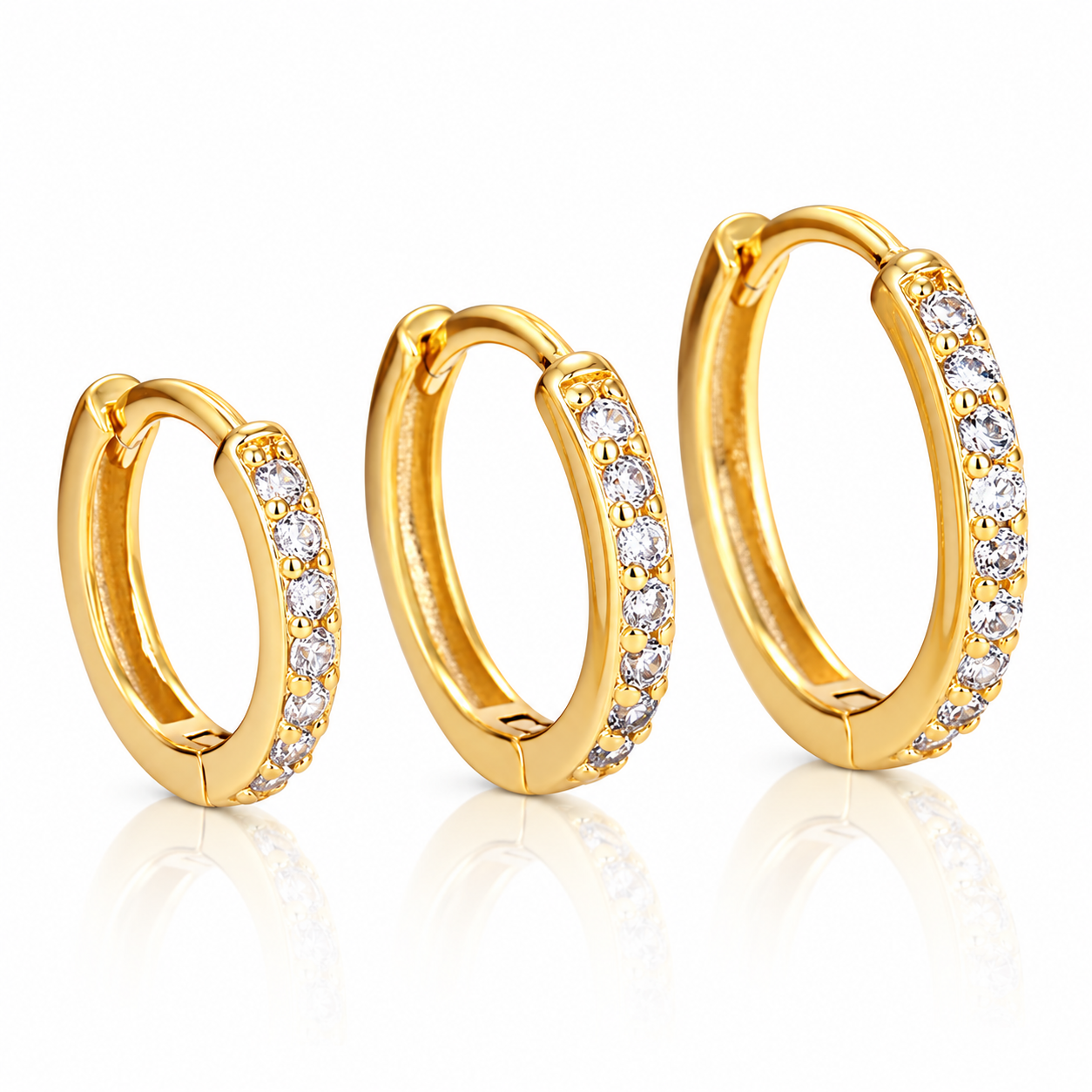Paved Zircon Huggie Hoop Earrings Set for Women