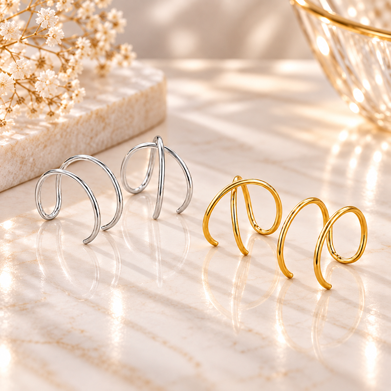 S925 Infinity Cross Ear Cuff Set