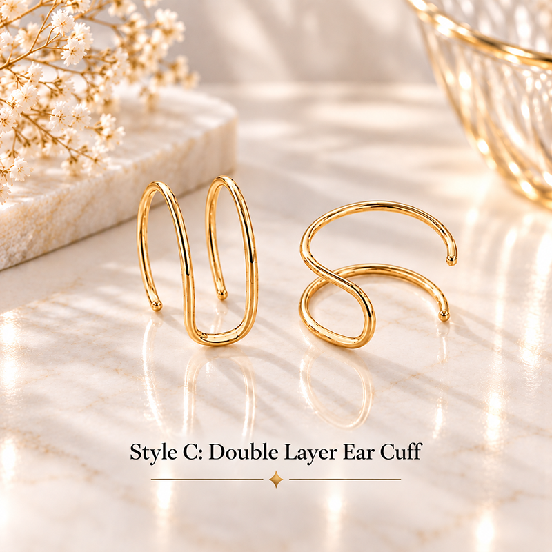 S925 Infinity Cross Ear Cuff Set