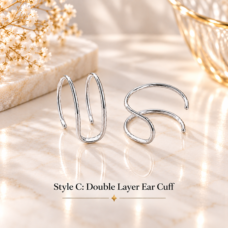 S925 Infinity Cross Ear Cuff Set