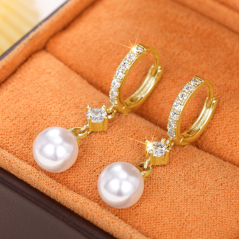 Support Breast Cancer Awareness | Golden Halo Oval Drop Earrings