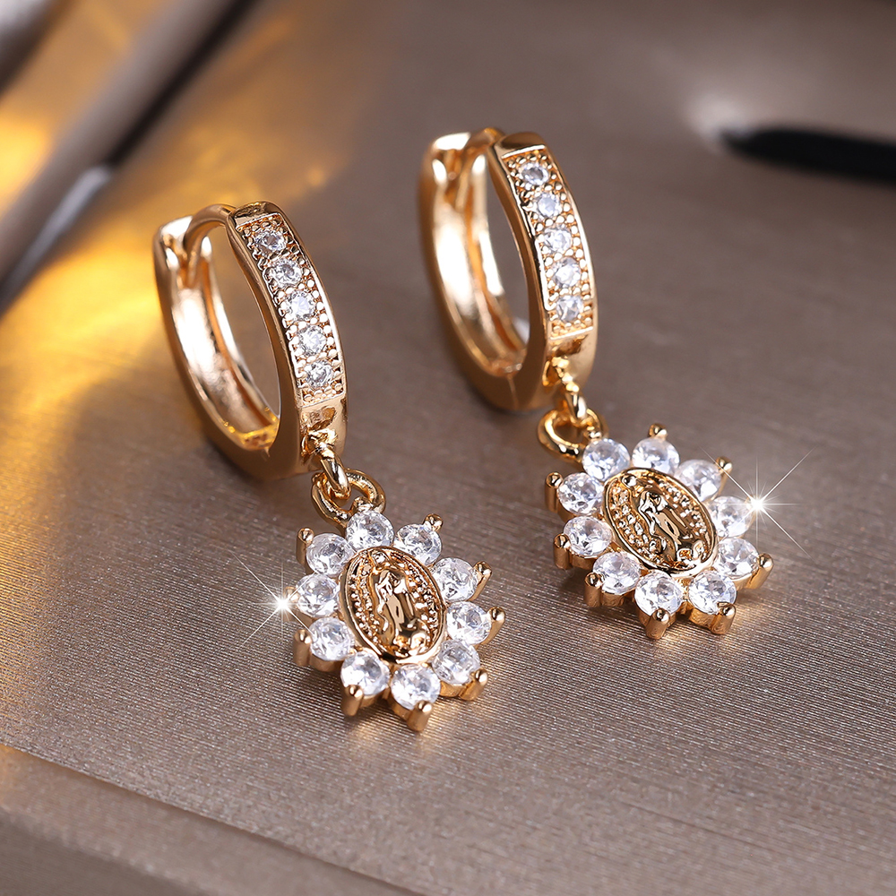 Support Breast Cancer Awareness | Golden Halo Oval Drop Earrings