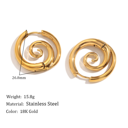 Boho & hippie stainless steel spiral hoop earrings
