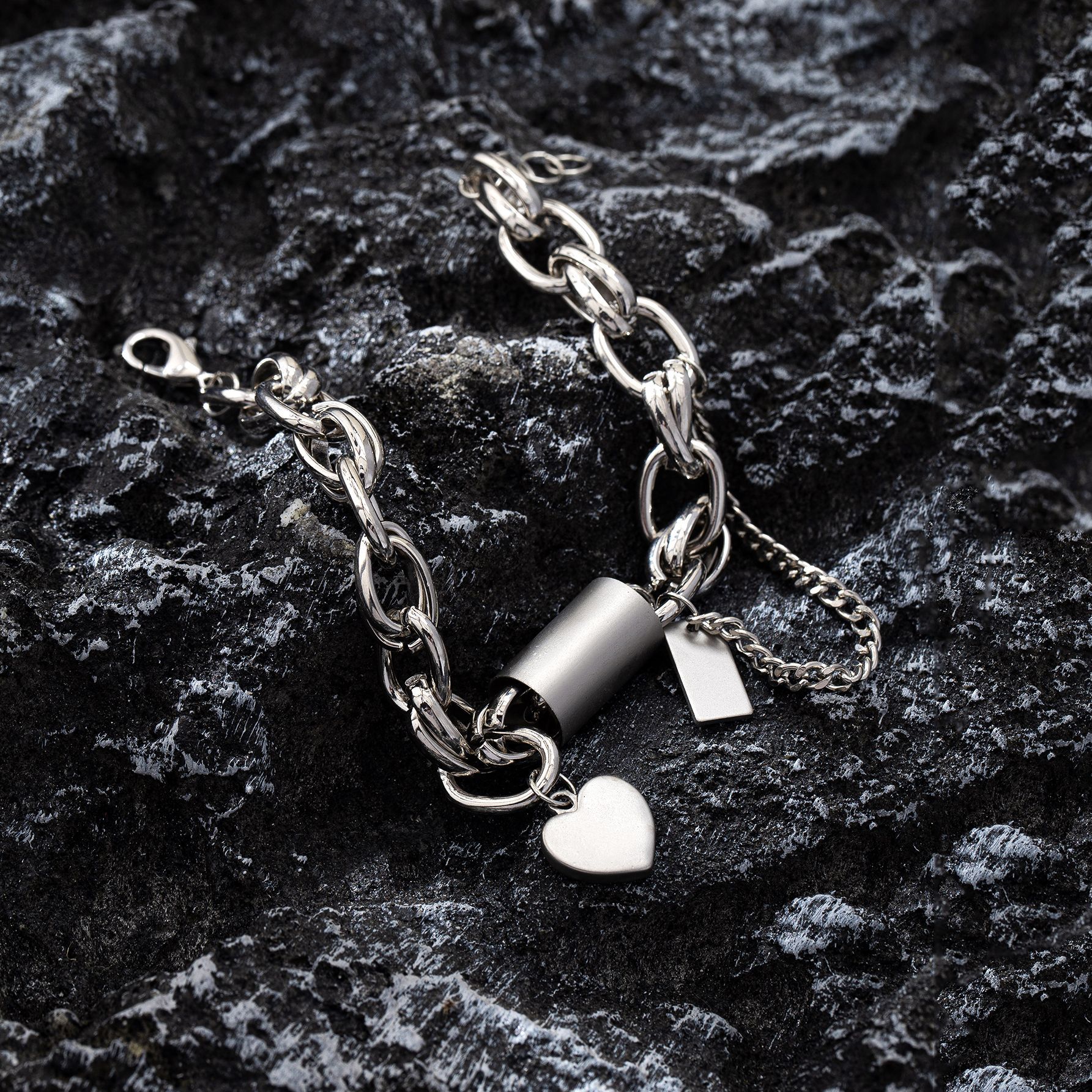 Dual Heart Lock Chain Bracelet