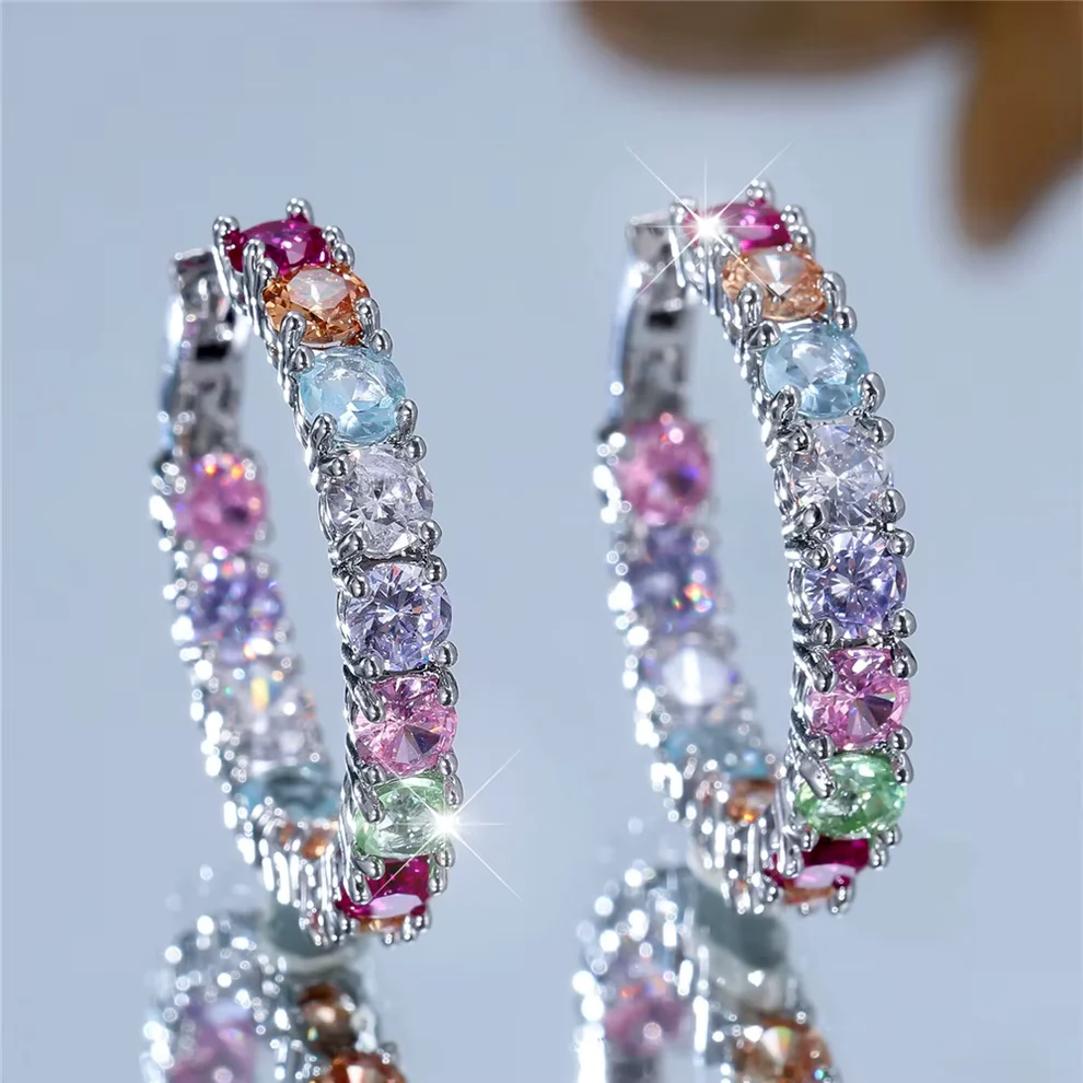 Support Breast Cancer Awareness | Multi-Coloured Crystals Hope Earrings 