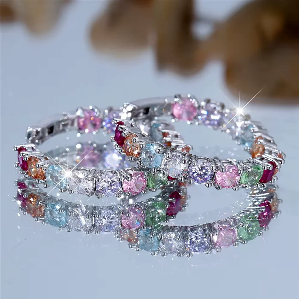 Support Breast Cancer Awareness | Multi-Coloured Crystals Hope Earrings 