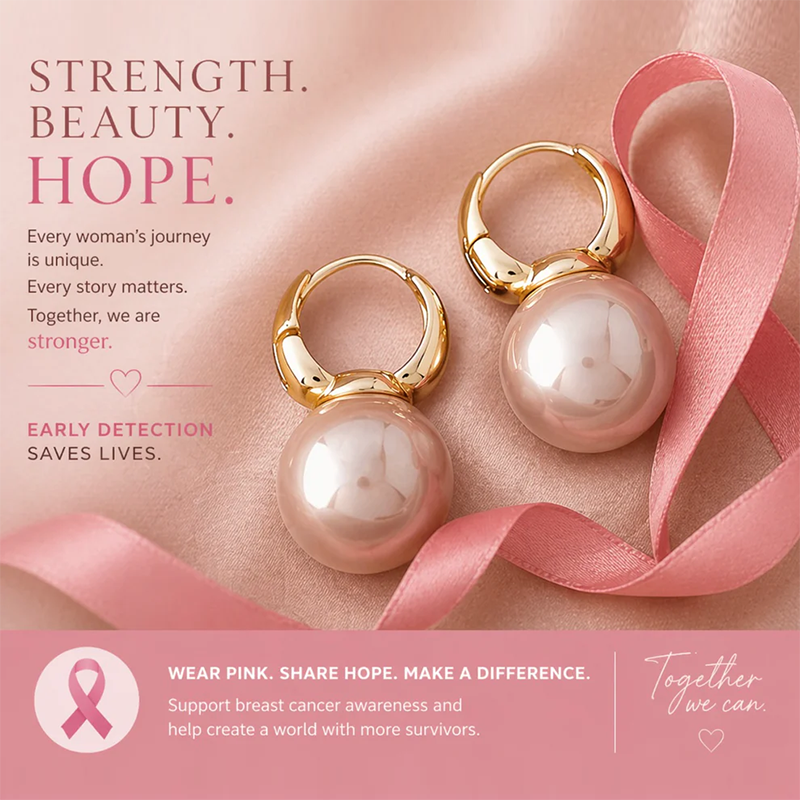 Support Breast Cancer Awareness | Hope Pearl Drop Earrings | Buy 1 Get 1 Free Today