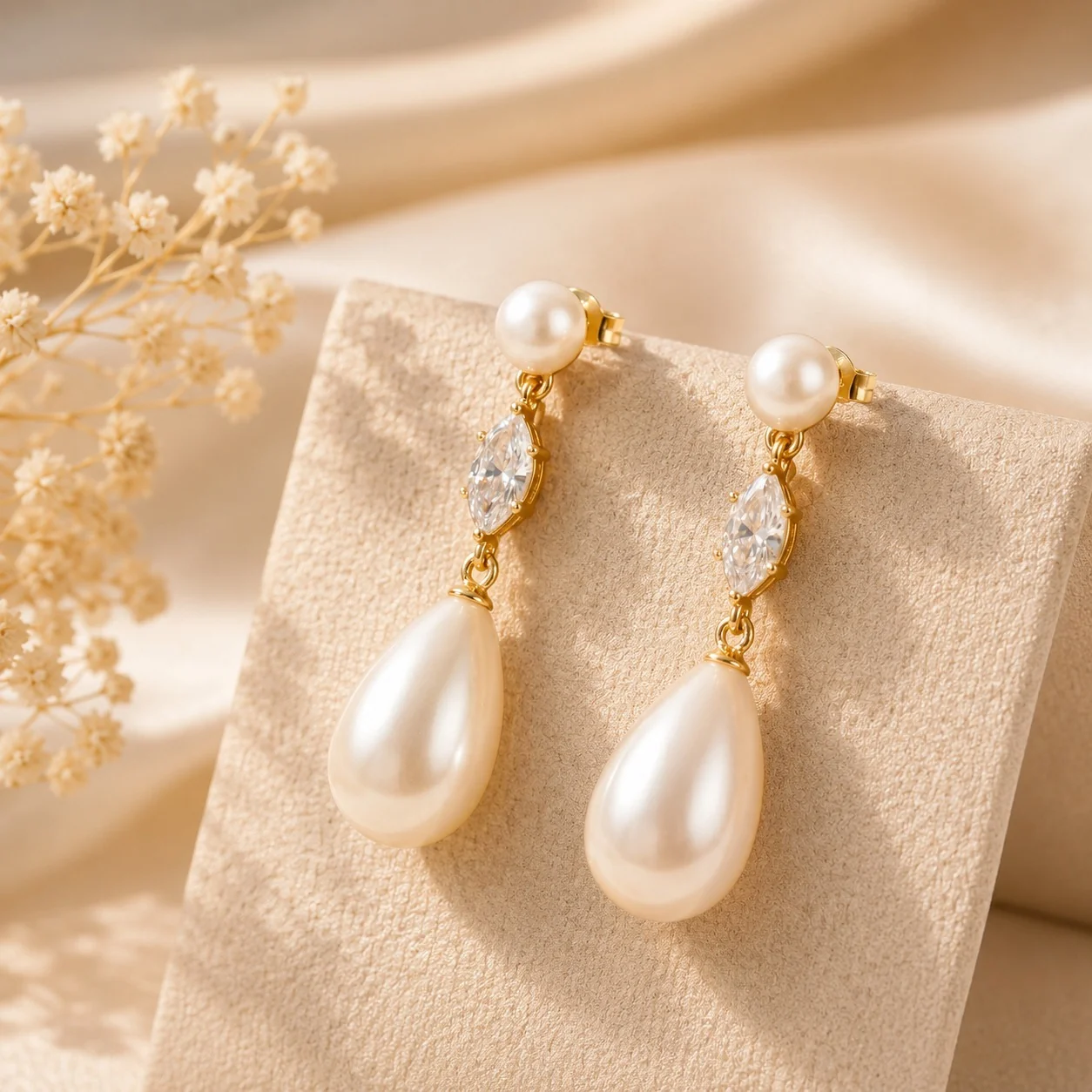 Support Breast Cancer Awareness | Serenity Pearl Teardrop Earrings