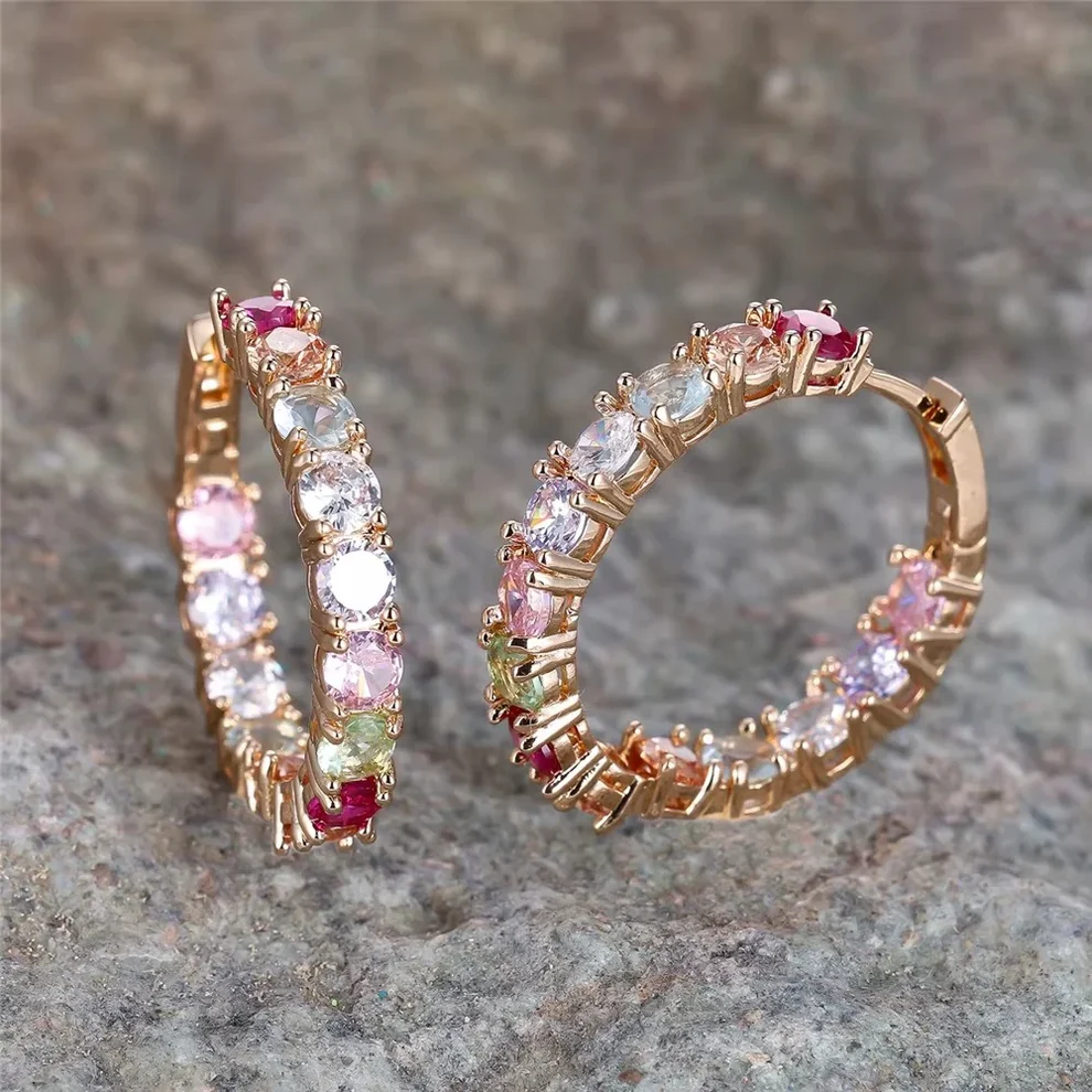 Support Breast Cancer Awareness | Multi-Coloured Crystals Hope Earrings 