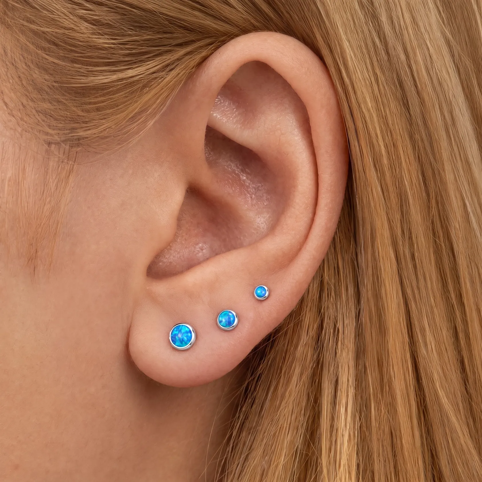 Starlight Blue Opal Flat Back Earrings