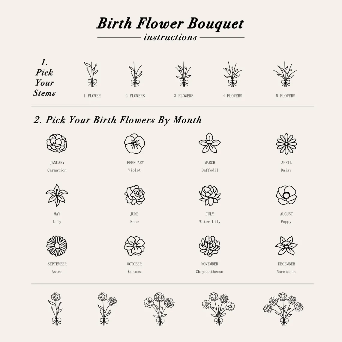 Dainty Birth Flower Necklace, Personalized Gift For Her  BF-1