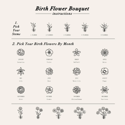 Dainty Birth Flower Necklace, Personalized Gift For Her  BF-1