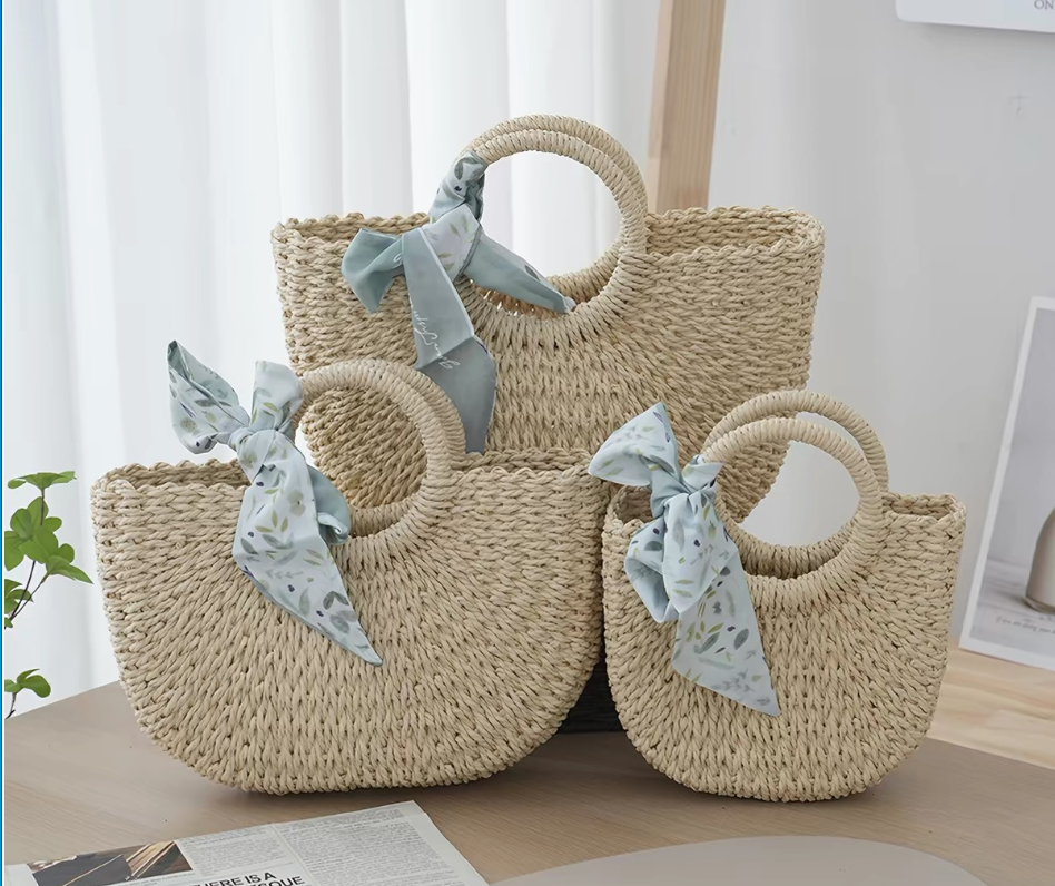 Hand‑Woven Straw Handbag 
