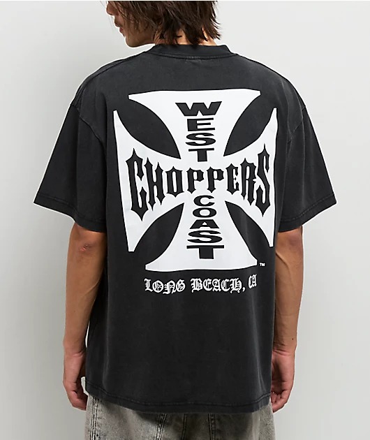 West Coast Choppers Flat Logo Black Wash T-Shirt