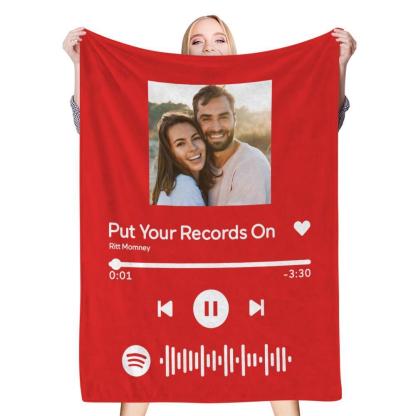 Personalized Scannable Spotify Code Photo Blanket for Couple
