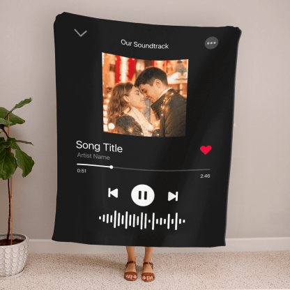 Personalized Spotify Music Song Code Photo Blanket for Couple