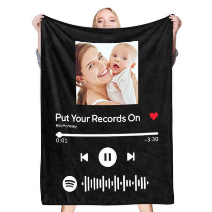 Personalized Scannable Spotify Code Photo Blanket for Mom