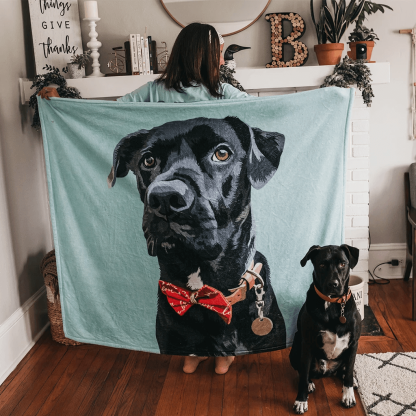 Personalized Pet Photo Portrait Fleece Blanket for Pet Lover