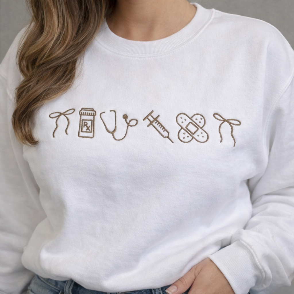 Minimalist Nurse Life icons T-Shirt Embroidered Sweatshirt Hoodie Career Pride Style