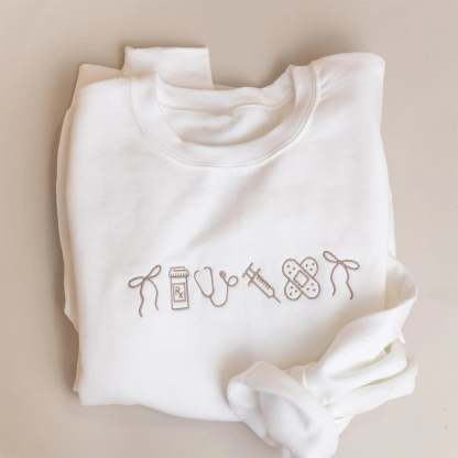 Minimalist Nurse Life icons T-Shirt Embroidered Sweatshirt Hoodie Career Pride Style